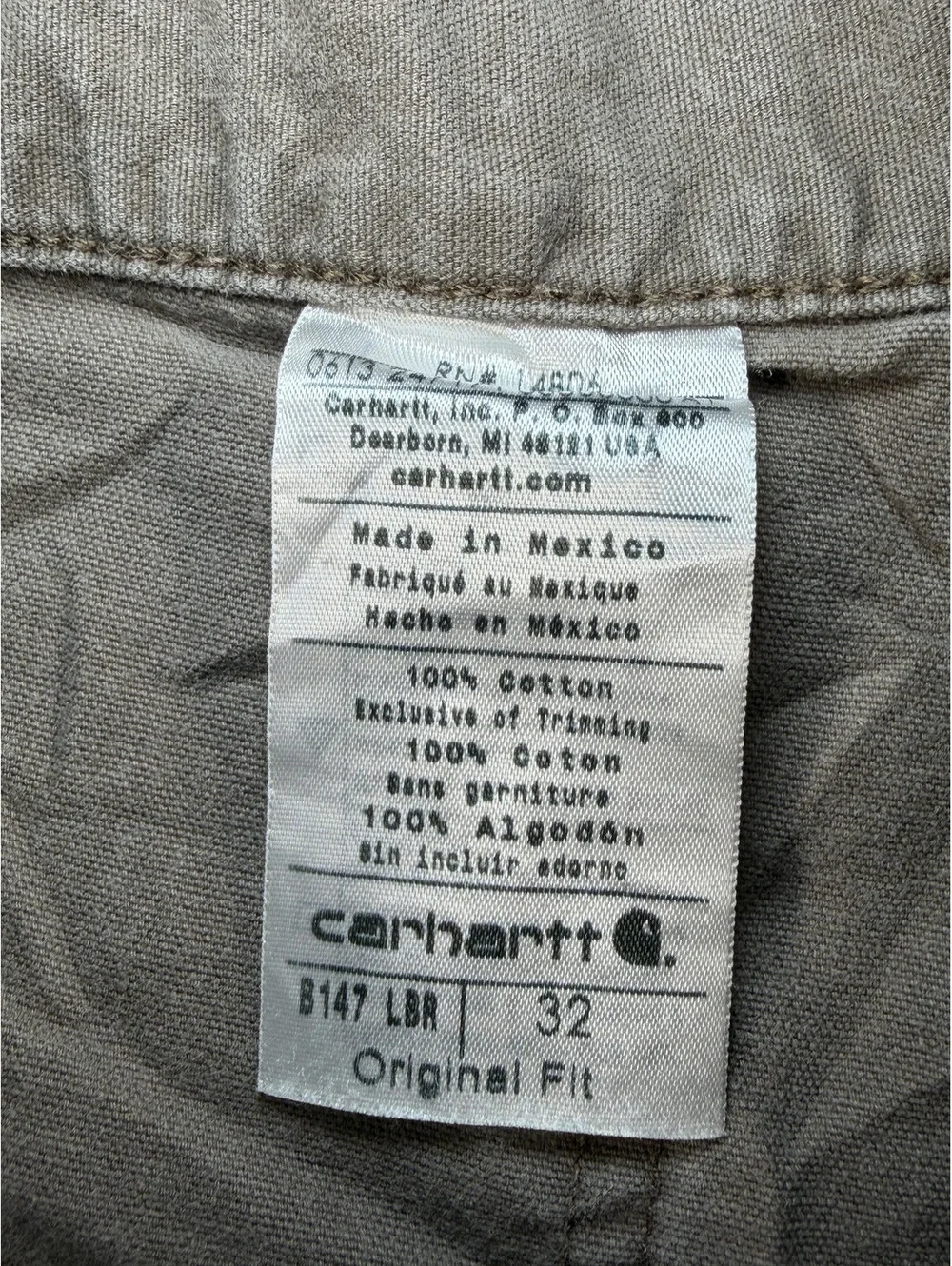 Carhartt Original Fit Khaki Cotton Work Shorts Size 32
